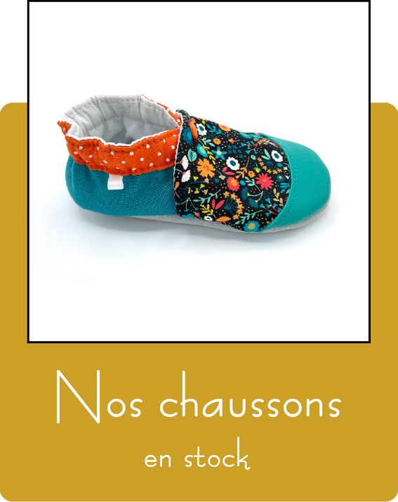 Chaussons en cuir et tissu en stock, envoi, made in France - Dont Dorget Melanie rapide