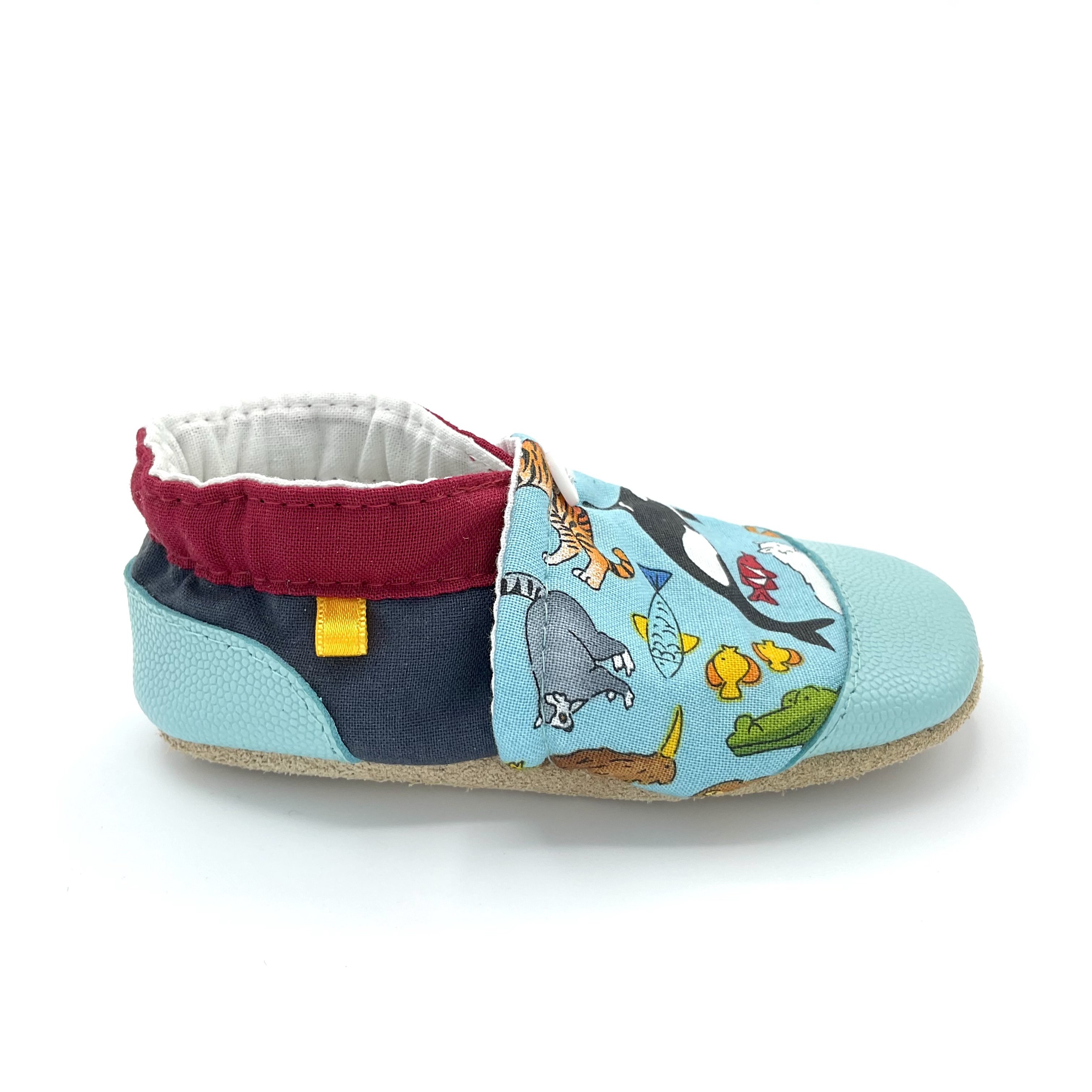 Chaussons modèle Noé en cuir et tissu imprimés d'animaux - Dont Forget Melanie