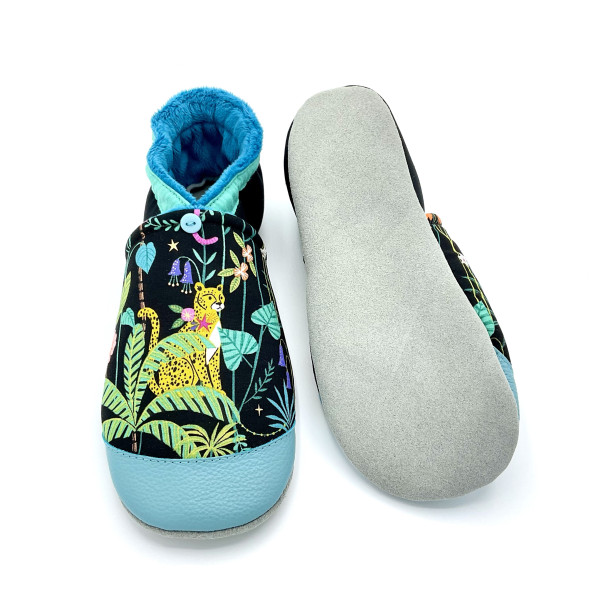 Chaussons cuir souple homme femme semelles nubuck antidérapantes motif jungle animaux - Dont Forget Melanie