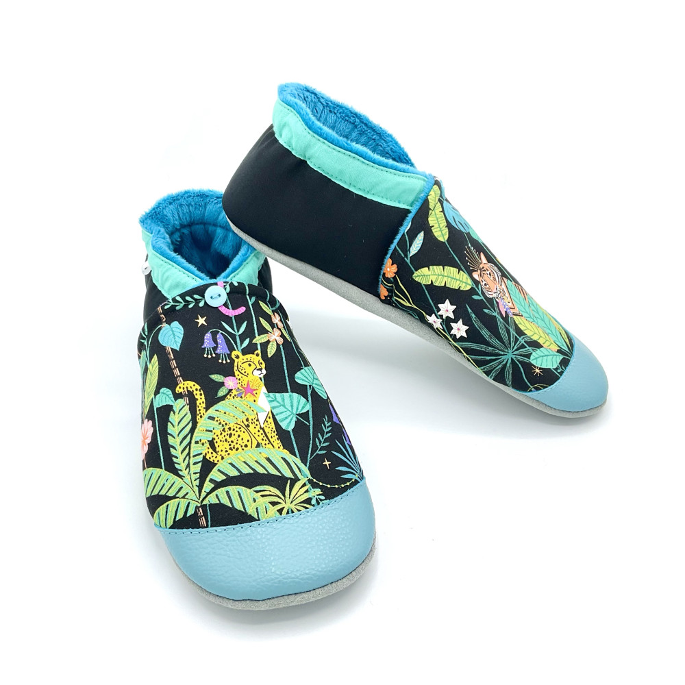 Chaussons homme Loïs – Jungle noire stylisée