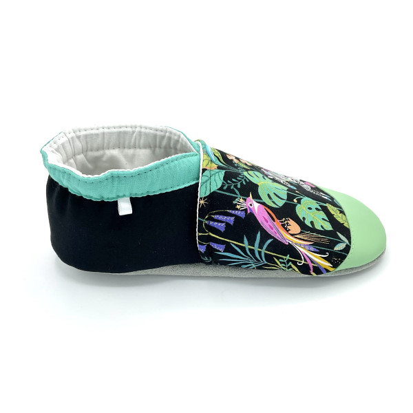 Chaussons en cuir souple imprimés d'animaux de la jungle