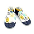 Chaussons cuir souple femme motif graphique peinture jaune bleu blanc - Dont Forget Melanie
