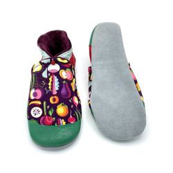 Chaussons en cuir souple imprimés de fruits et légumes