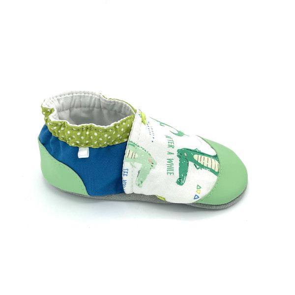 Chaussons bébé enfant cuir Croco renforcés aux talons - Dont Forget Melanie