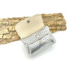 Porte-monnaie en cuir argent perforé