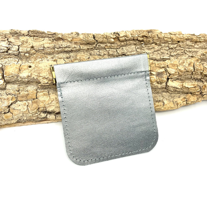 Porte-monnaie en cuir argent foncé