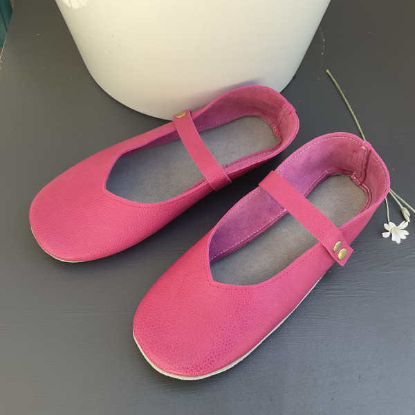 Ballerines en cuir rose cyclamen