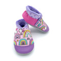 Chaussons artisanat bébé enfant cuir Lila tissu rose mauve arc en ciel - Dont Forget Melanie