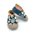 Chaussons chauds hiver cuir bébé Célestine tissu bleu petites souris - Dont Forget Melanie