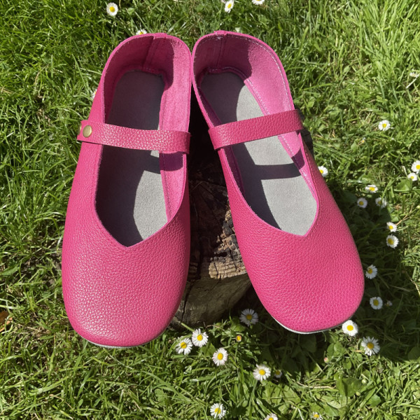Ballerines en cuir rose cyclamen