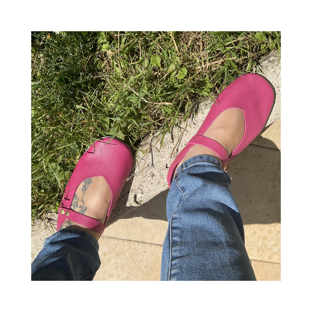 Ballerines en cuir rose cyclamen