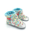 Chaussons fourrés hauts cuir bébé Tara tissu petites fleurs liberty - Dont Forget Melanie