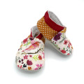 Chaussons bébé cuir Louisa tissu pois orange rouge fleurs aquarelle - Dont Forget Melanie