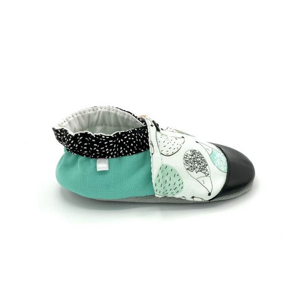 Chaussons cuir Harrison motif hérissons fabriqués en France - Dont Forget Melanie