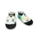 Chaussons bébé cuir Harrison tissu vert noir hérissons français - Dont Forget Melanie