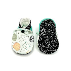 Chaussons Harrison bébé tissu vert noir paresseux hérissons - Dont Forget Melanie