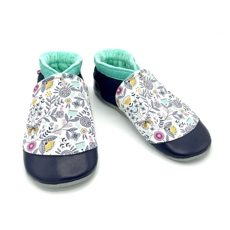 Chaussons femme chauds fourrés semelles nubuck fleurs papillons - Dont Forget Melanie
