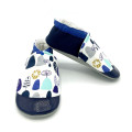 Chaussons cuir souple femme motifs arbres graphiques bleu doré blanc noir - Dont Forget Melanie