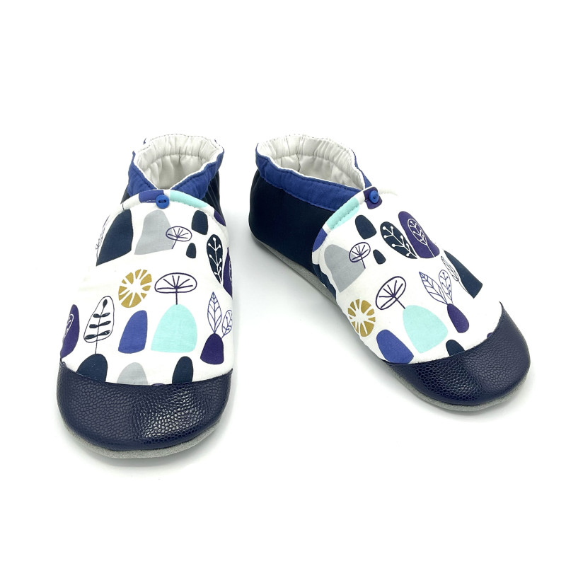 Chaussons cuir souple femme parfaits voyage légers bleu blanc noir doré - Dont Forget Melanie