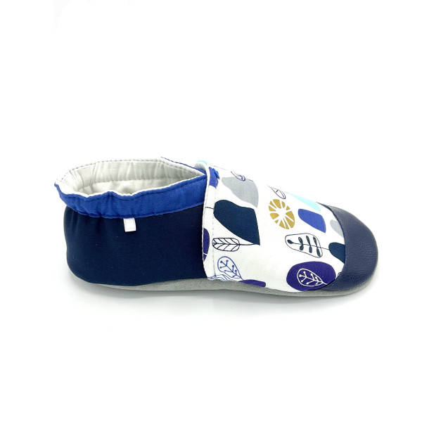 Chaussons souples femme originaux colorés nature arbres bleu blanc noir graphique - Dont Forget Melanie