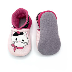 Chaussons en cuir souple imprimés de jolis chats