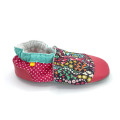 Chaussons en cuir souple imprimés fleuris pour enfant