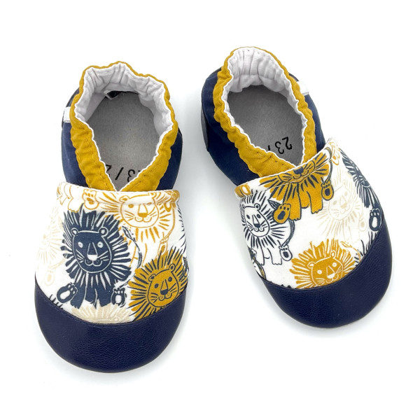 Chaussons semelles nubuck rigolos colorés animaux lions - Dont Forget Melanie