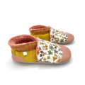 Chaussons cuir couleurs automnales fleurs made in France - Dont Forget Melanie
