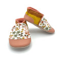Chaussons fourrés cuir tissu fleurs terracotta vieux rose jaune moutarde - Dont Forget Melanie