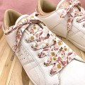 Lacets fleuris tissu rose poudré jaune moutarde baskets originales