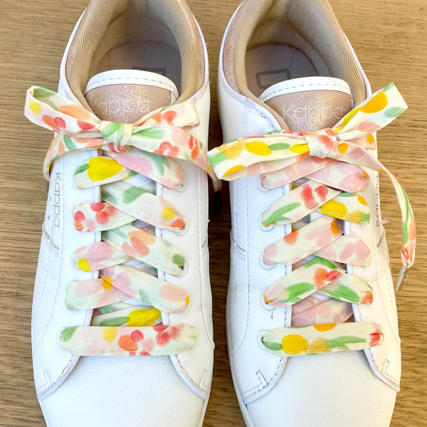 Lacets originaux en tissu fleurs jaune orange vert - Dont Forget Melanie