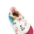 Chaussons en cuir Aline - Flamands roses et confettis