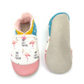 Chaussons en cuir Aline - Flamands roses et confettis