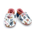 Chaussons bébé Izia fourrés tissu blanc rose bleu motif floral - Dont Forget Melanie