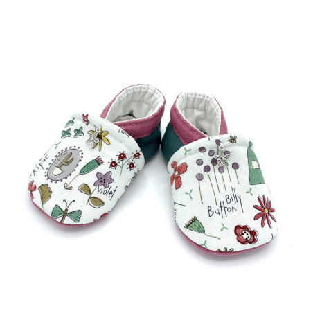 Chaussons souples pour bébés imprimés de fleurs sauvages
