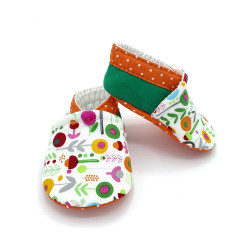 Chaussons souples pour bébés imprimés de fleurs pop