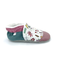 Chaussons en cuir souple imprimés de fleurs sauvages