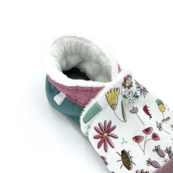 Chaussons en cuir souple imprimés de fleurs sauvages