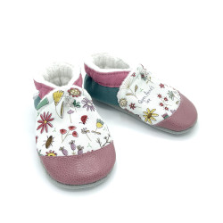 Chaussons en cuir souple imprimés de fleurs sauvages