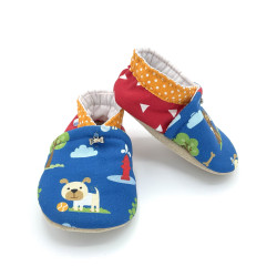 Chaussons en cuir souple imprimés de chiens