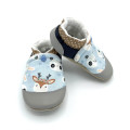 Chaussons doux bébé cuir Soan tissu bleu clair beige panda faon lapin  - Dont Forget Melanie