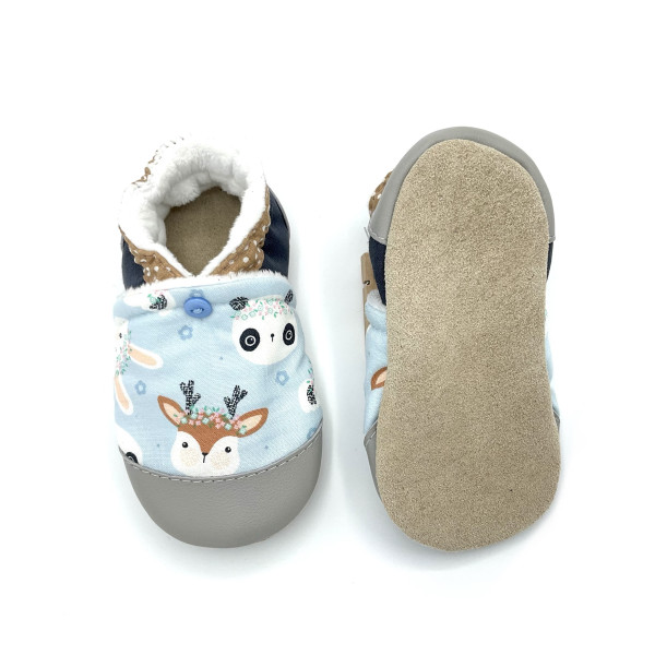 Chaussons mixte bébé Soan semelles antidérapante tissu faon panda lapin - Dont Forget Melanie