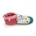 Chaussons cuir souple femme motif graphique fruits blanc vert rose - Dont Forget Melanie