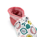 Chaussons cuir souple fourrés Sylla rose vert blanc chauds hiver - Dont Forget Melanie