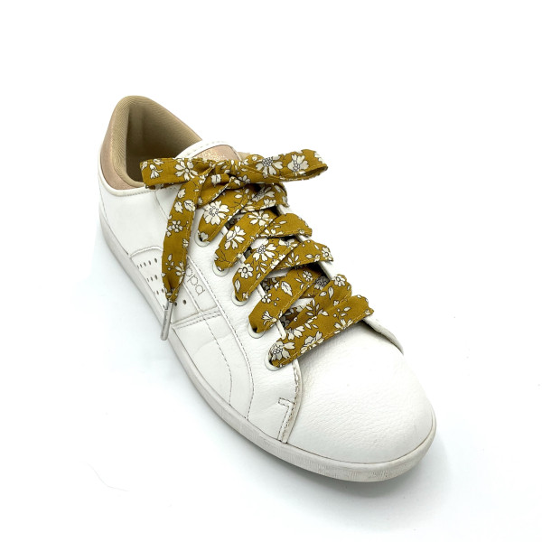Lacets originaux baskets fleurs jaune moutarde - Dont Forget Melanie