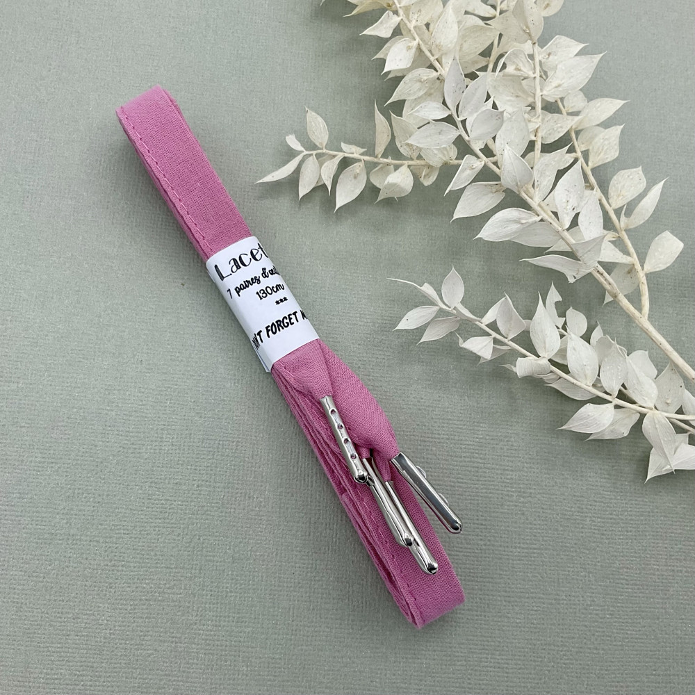 Lacets tissu uni rose made in France - Dont Forget Melanie