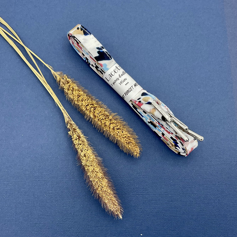 Lacets tissu motif graphique tâches bleu marine rouge beige turquoise - Dont Forget Melanie