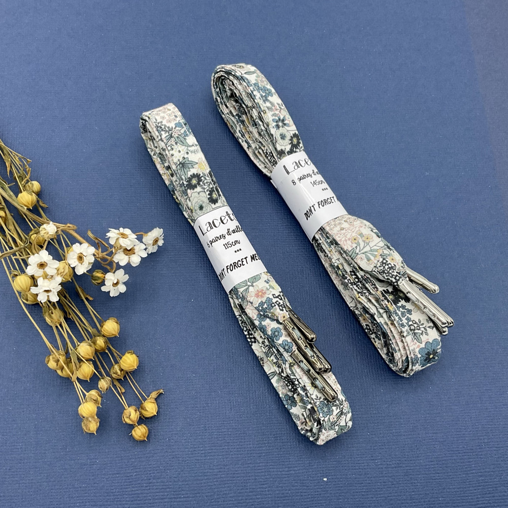 Lacets tissu fleurs bleu gris originaux baskets converse customiser chaussures - Dont Forget Melanie