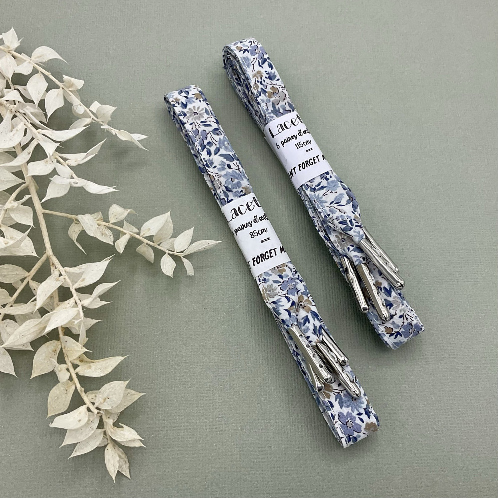 Lacets mariage tissu fleurs Liberty of London® Hannah Rose coloris bleu gris - Dont Forget Melanie