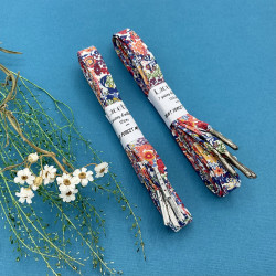 Lacets français tissu fleurs rouge orange bleu liberty - Dont Forget Melanie